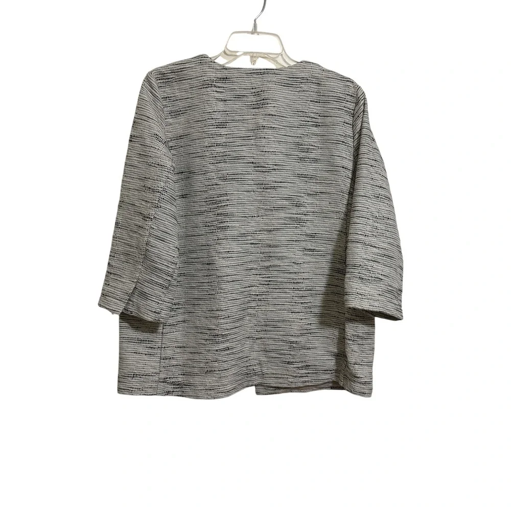 Eileen Fisher Open Front Jacket Size S Cotton Natural Beige Black Textured - Picture 3 of 10